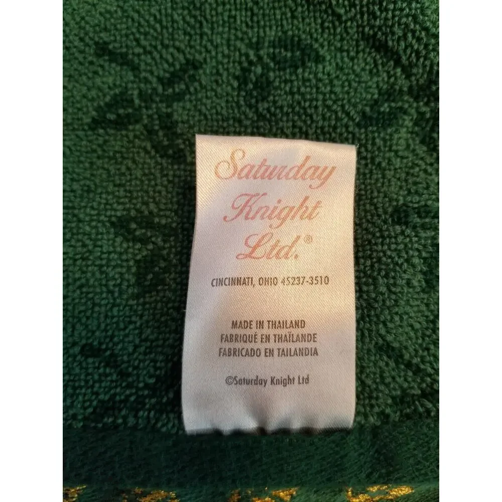 Saturday Knight‎ LTD VINTAGE Hunter Green Embroidered Santa & Sleigh Hand Towels